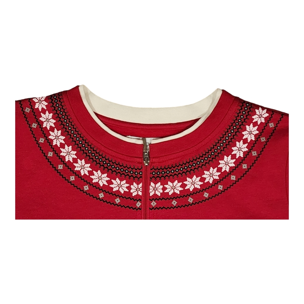 Kim Rogers Women's Fleece Sweater, Red Snowflake Yoke Long Sleeve, Size … - Picture 6 of 12
